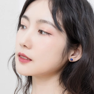 Elegant gold plated S925 silver stud earrings with synthetic blue opal and small pearl