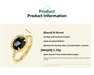 Detail view of S925 sterling silver ring with 7x9mm natural black onyx and gold twist band