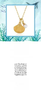 Detail of 925 silver shell pendant necklace with a natural freshwater pearl