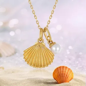 925 Sterling Silver Natural Freshwater Pearl Necklace For Women Minimalist Ocean Shell Starfish Pendant Jewelry Gift