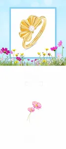 Detailed close-up of S925 silver gold-plated ring with shell pearl and floral petals