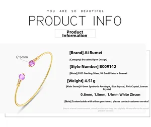 Detail van de S925 sterling zilveren armband met 9K gouden plating en vierkante stenen