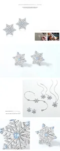 Detailed view of S925 silver snowflake jewelry set with blue spinel and micro-inlay stones