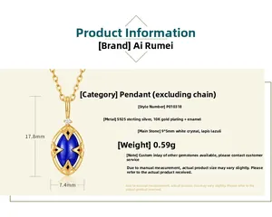 Détail d'un pendentif réversible en lapis-lazuli et cristal blanc sur argent S925