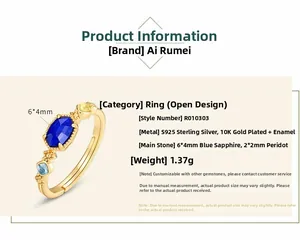 Detail specifications of 925 silver ring with 10K gold plating and lapis lazuli stone