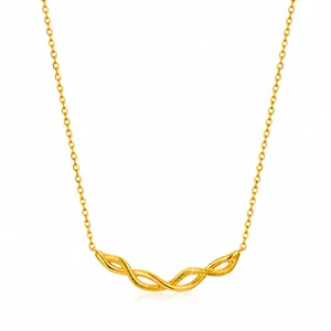 Japanse Retro Stijl 925 Sterling Zilveren Ketting Met 10K Gouden Plating Geweven Geometrische Gedraaide Golf Hanger Minimalistische Fijne Sieraden Voor Vrouwen