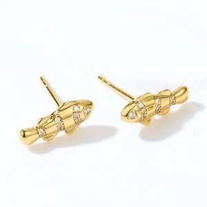 Boucles d'oreilles poisson-clown en argent S925 et zircons blancs dorés à l'or