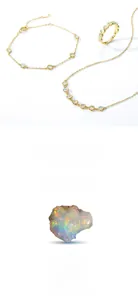 Detailed view of vintage S925 silver bracelet with round opal stone and gold finish