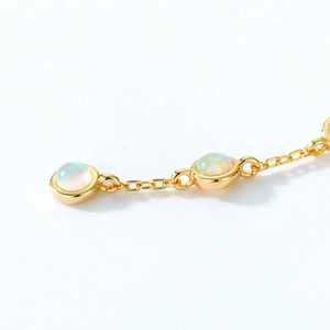 Elegant 925 sterling silver gold plated drop earrings with round synthetic opal stones