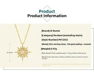 Detail view of 15.5mm star pendant with synthetic opal and white zircon in S925 silver