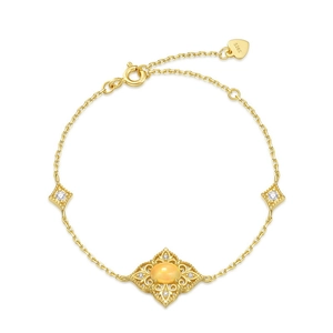 Vintage S925 sterling silver gold plated bracelet featuring opal and zircon accents