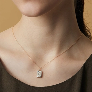 Elegant gold S925 silver rectangle photo locket necklace with north star engraving