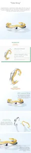 Detailed view of wave-shaped S925 sterling silver rings with 10K gold plating details