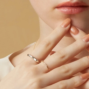 Minimalist irregular wave-shaped S925 sterling silver rings set in silver and gold finish