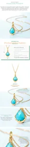 Détail macro du pendentif en amazonite en argent S925 avec plaquage or 10K