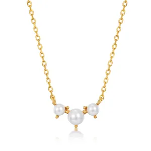 Minimalist Geometric Shell Artificial Pearl Necklace 925 Sterling Silver Gold Plated Delicate Chain Jewelry For Women Daily Wear Wedding