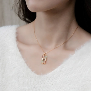 925 Sterling Zilver Vergulde Palet Hanger Ketting Veelkleurige Natuursteen Schelp Ingelegde Sieraden Voor Vrouwen Cadeau