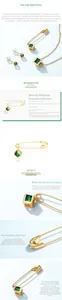 Gros plan sur la broche trombone en argent doré sertie d'un zircon vert de 4x4mm