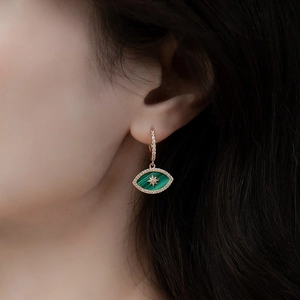 Boucles d'oreilles en argent 925 avec malachite et pendentif étoile doré rose