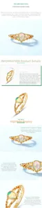 Detail of S925 sterling silver olive leaf ring with pear-shaped synthetic opal stone