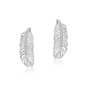 Exquisite S925 sterling silver feather earrings with delicate hollow-out filigree texture