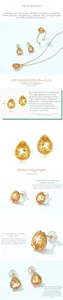 Close-up of 6x8mm teardrop citrine stud earrings in S925 sterling silver with 10K gold plating