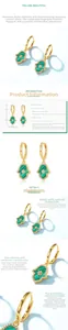 Detailed close-up of S925 sterling silver Hamsa hand earrings with green malachite