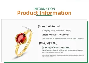 Detailed specs of S925 silver garnet ring with 4x6mm oval stone and open band design