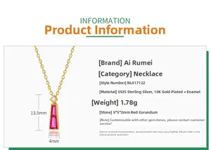 Spécifications de taille pour collier en argent S925 avec pendentif en corindon rouge