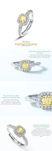 Detailed close-up of yellow ice-cut carbon diamond ring with silver twisted band