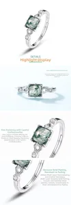 Dettaglio macro dell'anello in argento S925 con agata muschiata verde e incisioni retrò