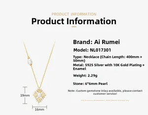 Détail du pendentif flocon en argent S925 doré 10K avec perle d'eau douce de 6mm