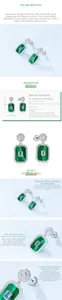 Macro shot of geometric malachite earrings showing S925 sterling silver and size dimensions