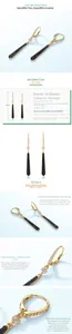 Detail of long tassel earrings in S925 sterling silver with black and white zircon