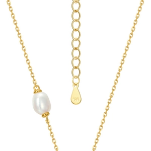 Collier en argent S925 doré avec perle baroque et poinçon 925 sur l'étiquette