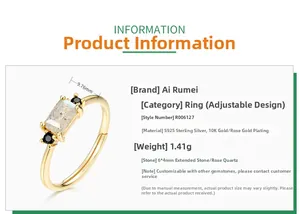 Detailed spec sheet showing S925 silver ring with 6x4mm lab-grown gemstone size