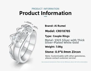 Detailansicht S925 Silber Paar Ringe mit Schwanendesign und Zirkonia-Verzierung
