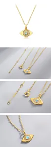 Détails du collier œil protecteur avec opale et maillons en argent plaqué or brillant