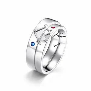 925 Sterling Silver Zirconia Winged Bird Couple Rings Fashion Simple S925 Silver Rings For Men Women Valentine's Day Gift