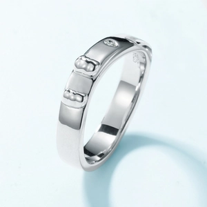 Polierter S925 Sterlingsilber Ring für Paare mit runden Perlen und Zirkon-Akzenten