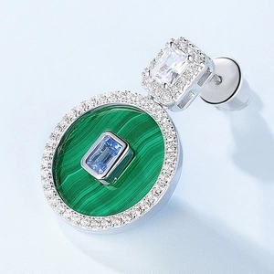 Elegante S925 Silber Malachit Ohrhänger mit blauen Steinen und funkelndem Mikro-Pavé-Besatz