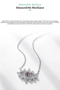 Détail du pendentif œil maléfique en argent S925 avec pierre alexandrite changeante