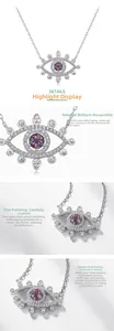 Détail du collier Evil Eye en argent S925 avec alexandrite et zircons blancs brillants