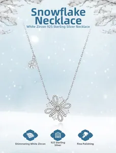 Détail du collier flocon de neige en argent 925 avec zircons cubiques scintillants