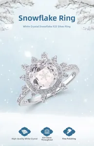 Gros plan sur bague flocon en argent 925 avec cristal blanc et sertissage pavé