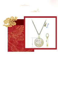 Macro detail of 925 silver dragon pendant with white shell inlay and Nafu charm