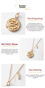 Macro detail of 925 silver dragon pendant with zircons and Nafu charm on a necklace