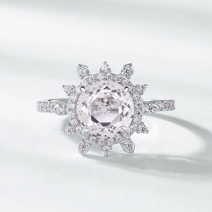 Bague flocon de neige élégante en argent S925 avec cristal blanc rond central