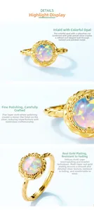 Macro view of opal ring in 925 silver 10K gold plating with twisted band detail