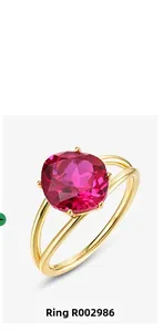 Detail of S925 silver ring with cushion-cut red gemstone and double hollow band R002986